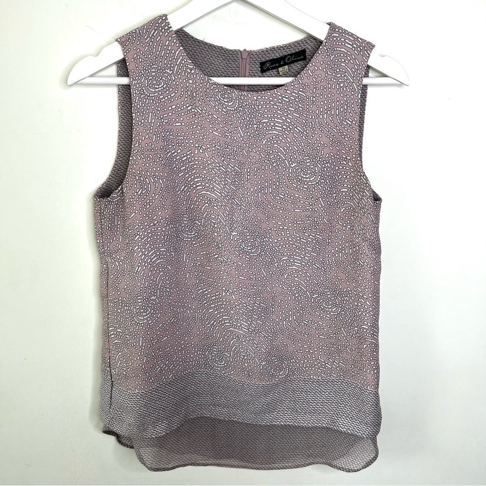 Rose and Olive Chiffon Lightweight Tank Blouse Size Small